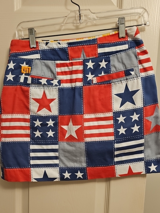 Loudmouth Dresses & Skirts - Loudmouth Red, Blue & White Patchwork Star Mini Skirt